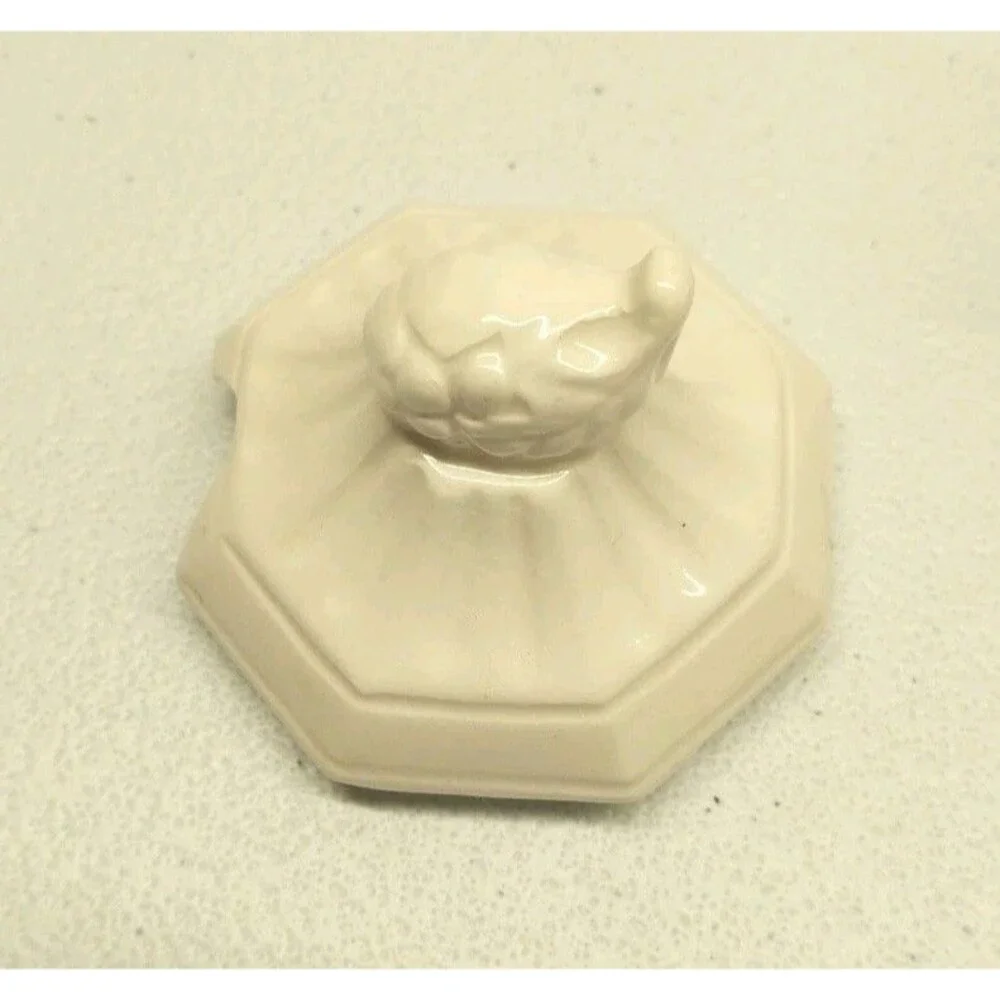 Vintage Ivory Ceramic Covered Sugar Bowl Grape Pedestal w/ Original Metal Spoon